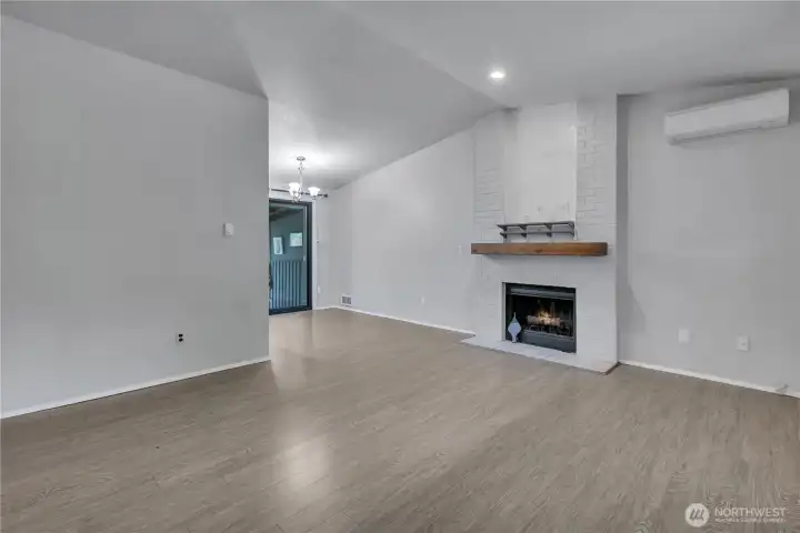 Living room with fireplace.