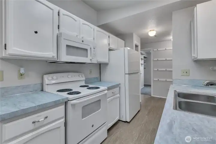 Kitchen with lots of storage.