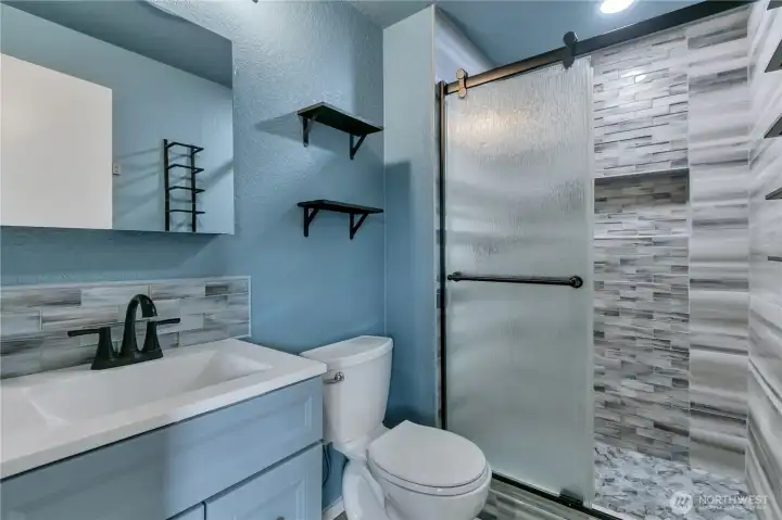 Primary updated bathroom.