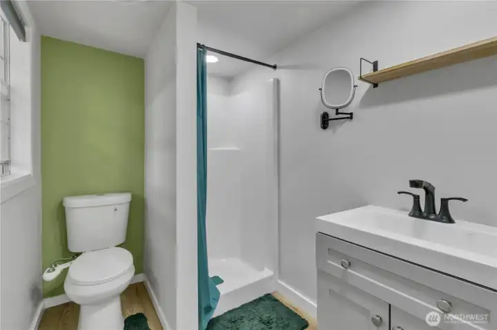 3/4 private bathroom in tiny house/shed.