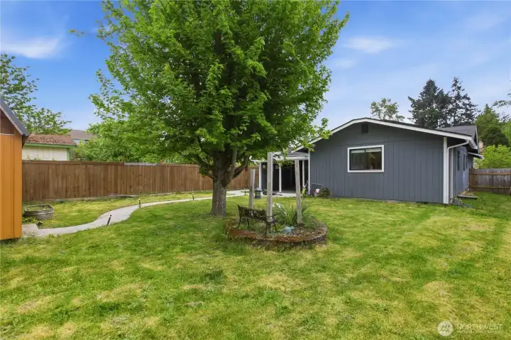 Spacious backyard.