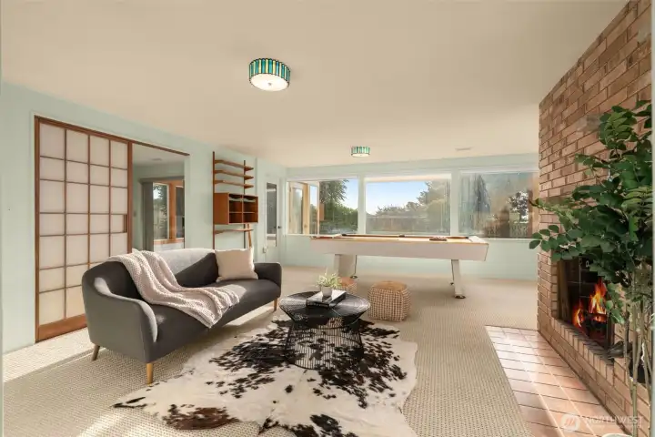 The flexible floor plan includes a large billiard room with pool table, private media/family room with wet bar potential. The flexible floor plan includes a large billiard room with pool table, private media/family room with wet bar potential.