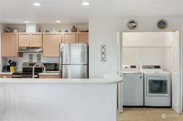 Breakfast bar and inside laundry