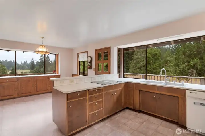 Dining room and kitchen