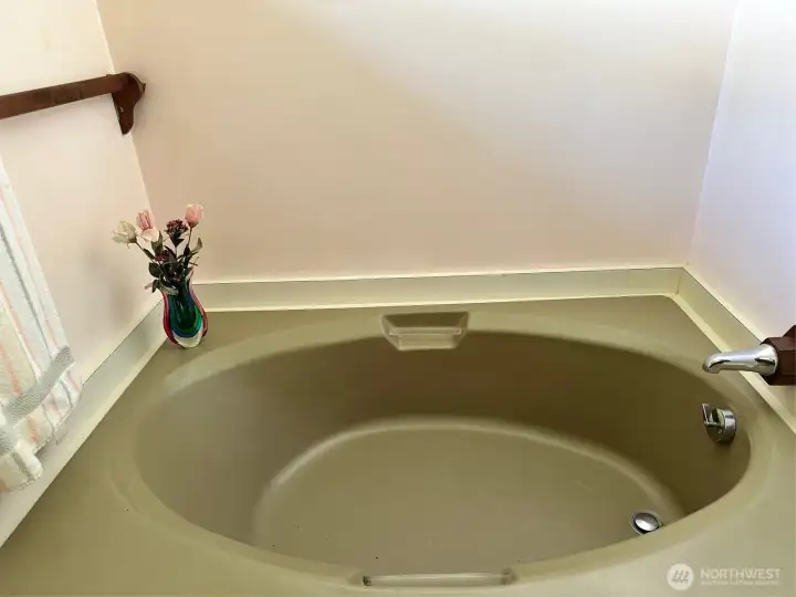 Bath with separate shower.