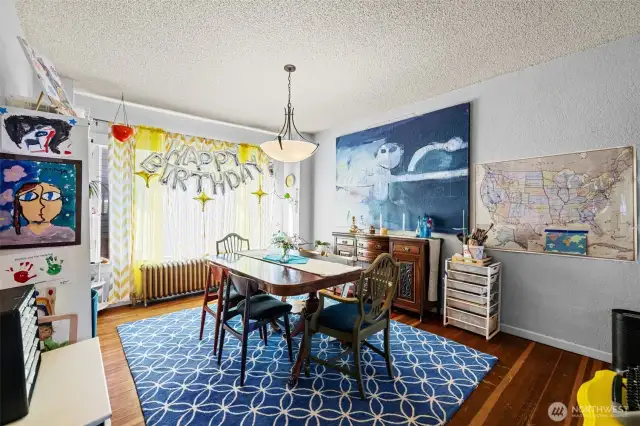 Main: Dining room is also large, beautiful original hardwoods