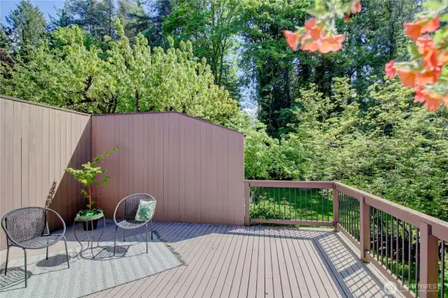 Deck off primary main floor bedroom, perfect for your morning coffee!