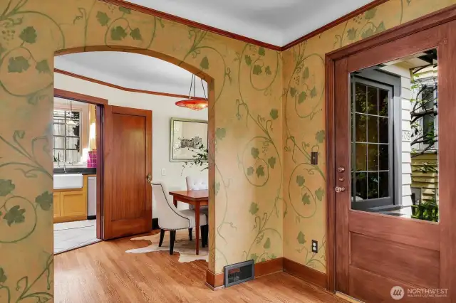 The gorgeous inlaid plaster wall and hallway is based on a book Paris Interiors (Taschen) by Lisa Lovatt-Smith