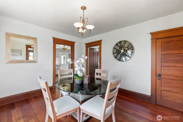 Another view of dining room; the door on the right is to a large storage closet.