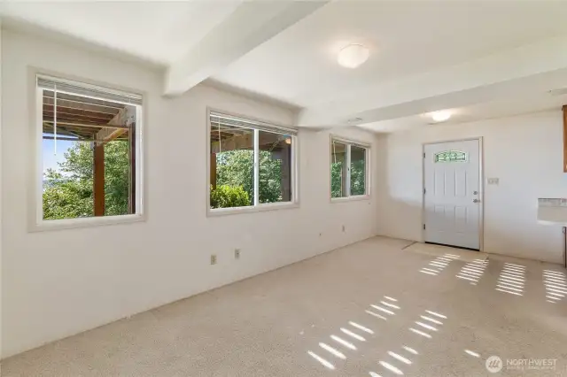 Lower level living space also has views, natural light and its own exterior access.