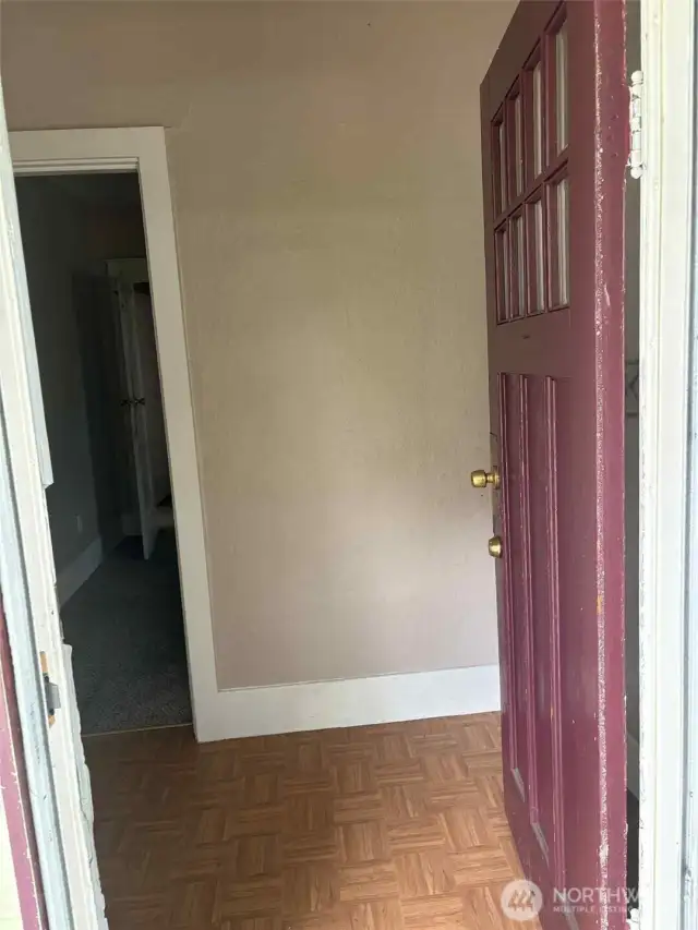 As you open the wood and glass paned front door you enter a foyer, not directly into the living areas.  Great space to make a first impression.