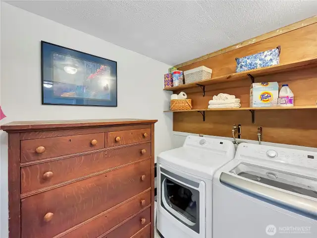 Convenient washer & dryer tucked inside the spacious walk-in closet.