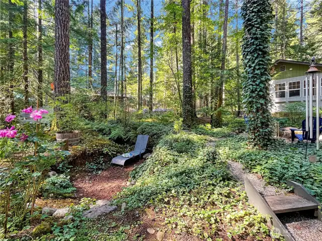 Tranquil sunken garden, perfect for quiet moments and reflection.