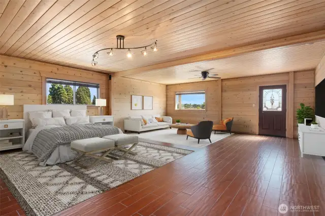 Primary Suite! Views of Green Lake, Garden Window & Private Deck! Virtually staged to show you the possibilities!