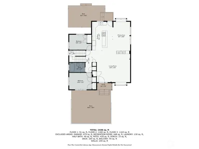 Photographer's estimation of room dimensions.