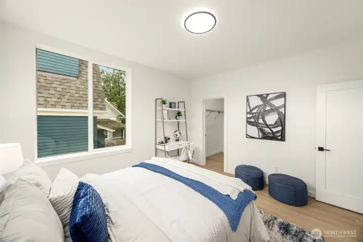 Calm, bright, and beautifully balanced, this bedroom invites rest with soft tones and morning sun.