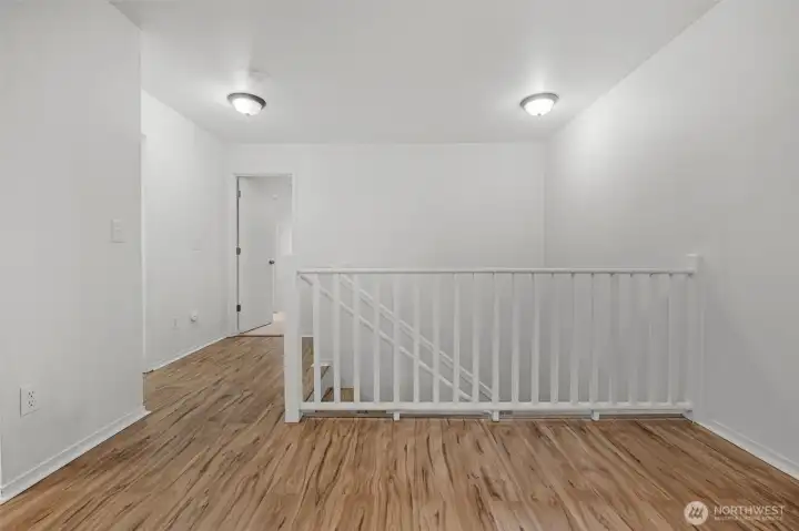 Dining area at the top of the stairs.