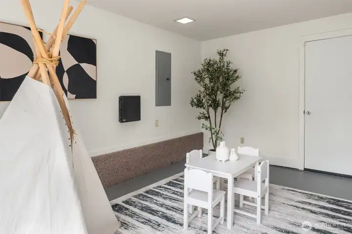 Garage entrance into lower level space.