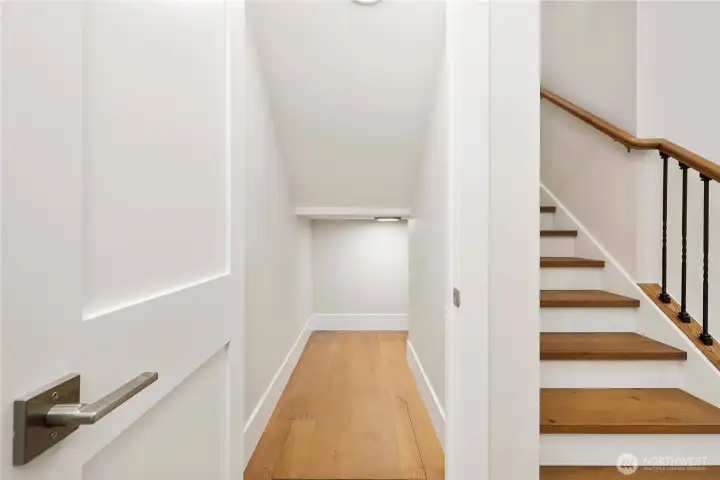 Super deep and roomy storage under stairs