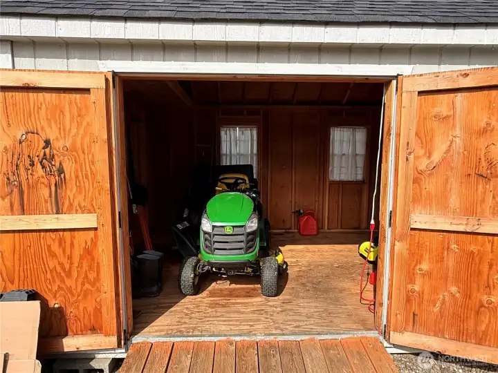 Mower in shed