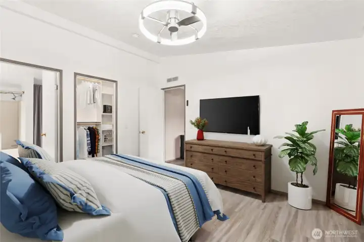 Primary Bedroom w/Ensuite and Walk-in Closet (partially digitally stage)