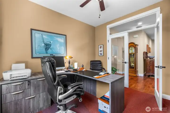 To the left of the Front Entry is your home office or library To the left of the Front Entry is your home office or library