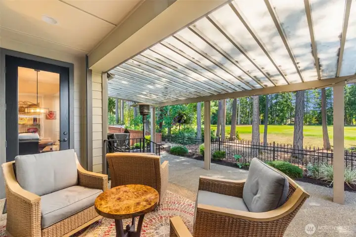 Lots of covered space with room for a patio heater so you can continue to enjoy the outdoors, even in inclement weather Lots of covered space with room for a patio heater so you can continue to enjoy the outdoors, even in inclement weather