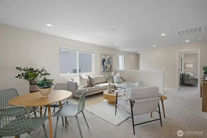 Spacious top floor lounge offers second retreat area. Spacious top floor lounge offers second retreat area.