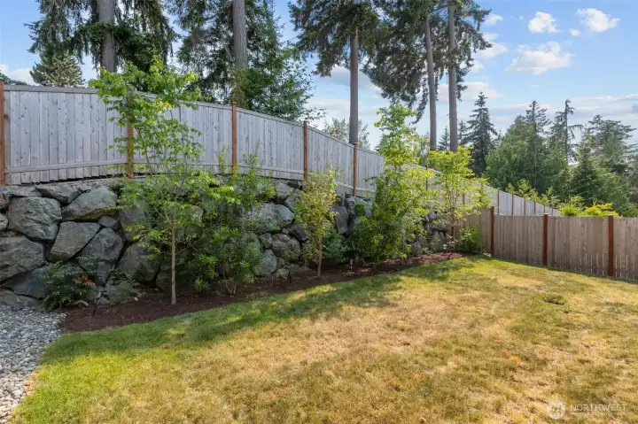 Large serene and fully fenced backyard. Large serene and fully fenced backyard.