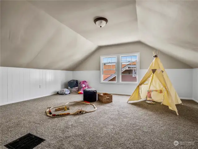 The larget of the two upstairs bedroom could be a primary bedroom if preferred or maybe this is the plays where the toys to live?