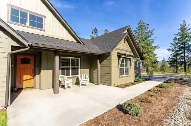 Enjoy the sunrise from the welcoming front patio.