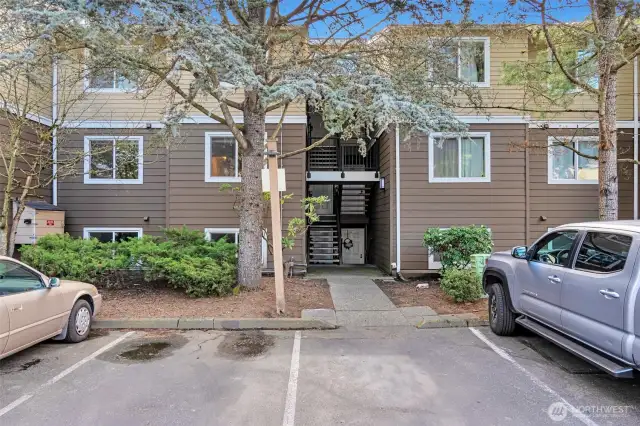 Welcome home! Park at your front door, and a short flight of stairs takes you to your home oasis!