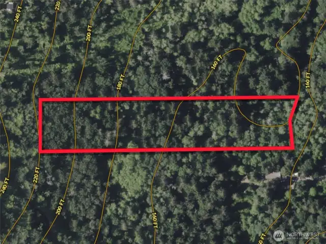 Overhead view with approximate boundaries in red.