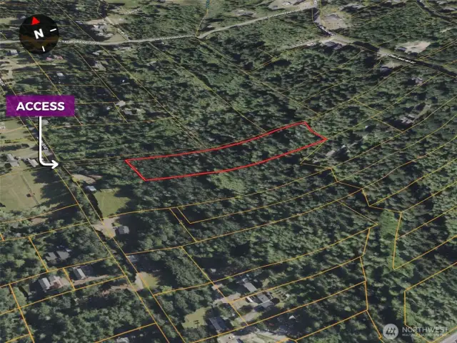 Overhead view with approximate boundaries in red.