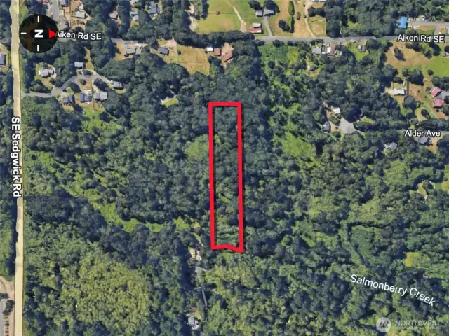Overhead view with approximate boundaries in red.