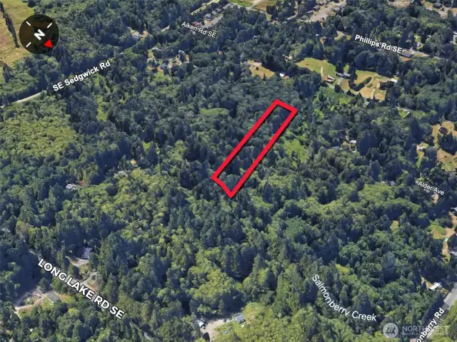 Overhead view with approximate boundaries in red.