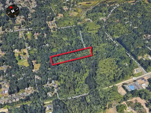 Overhead view with approximate boundaries in red.
