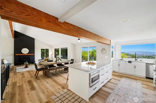 Thoughtfully designed kitchen island offers bar seating and seamless connection to the open-concept living and dining areas—perfect for entertaining.
