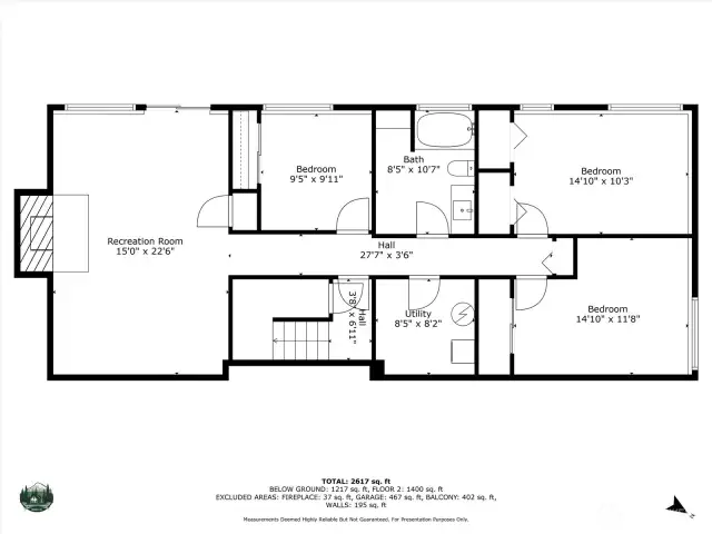 Lower level floor plan.