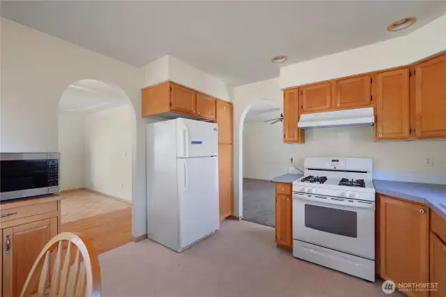 Another view of the bright kitchen.