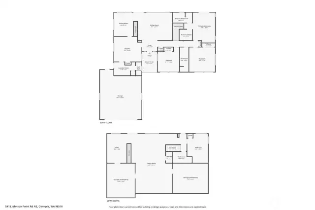 This floorplan shows both levels and just how versatile the floorplan is for multiple uses.