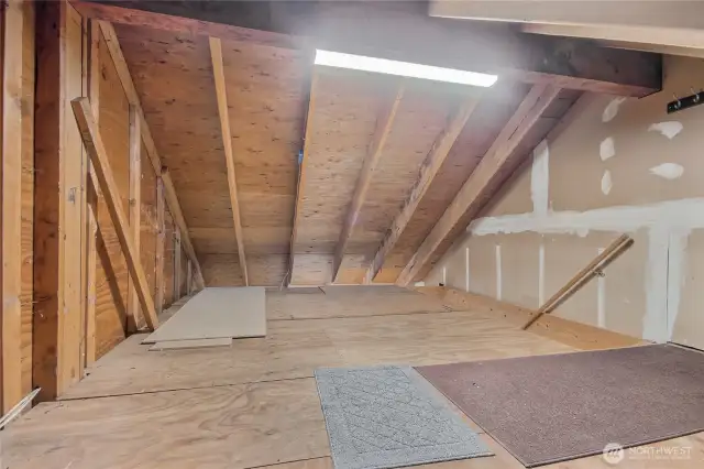 Full lofted garage storage.