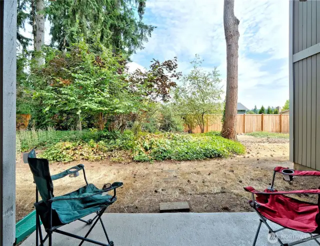Private back patio area