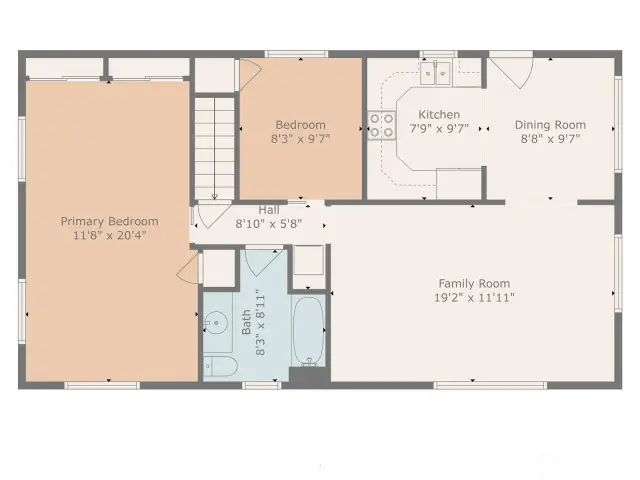 Upper level floor plan.