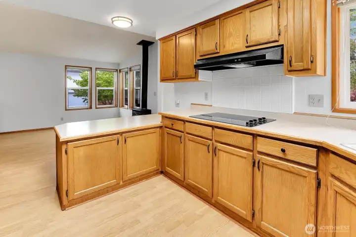 Kitchen viewing the Family Room