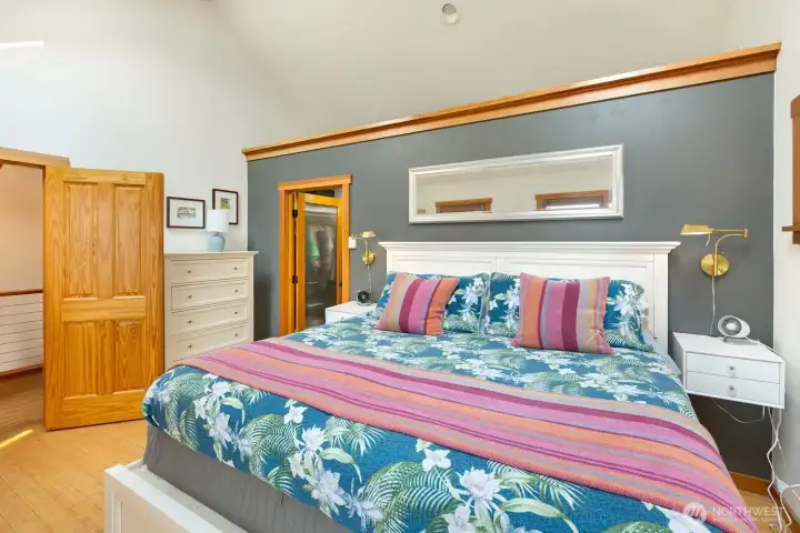 Primary Bedroom easily fits a King sized bed room set.