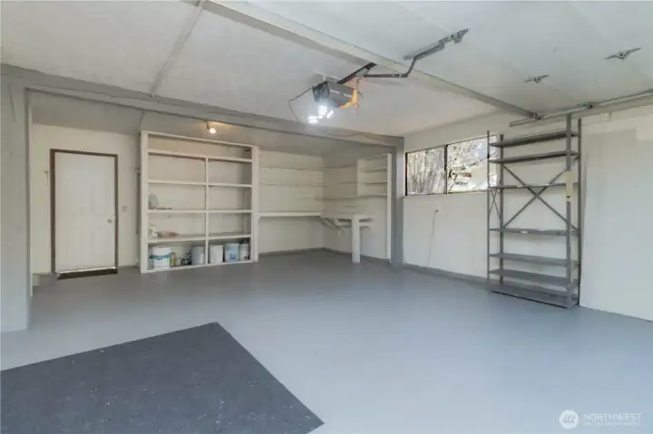 Workbench in the corner-garage just painted-floors too!