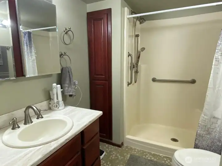 bath with walk  in shower