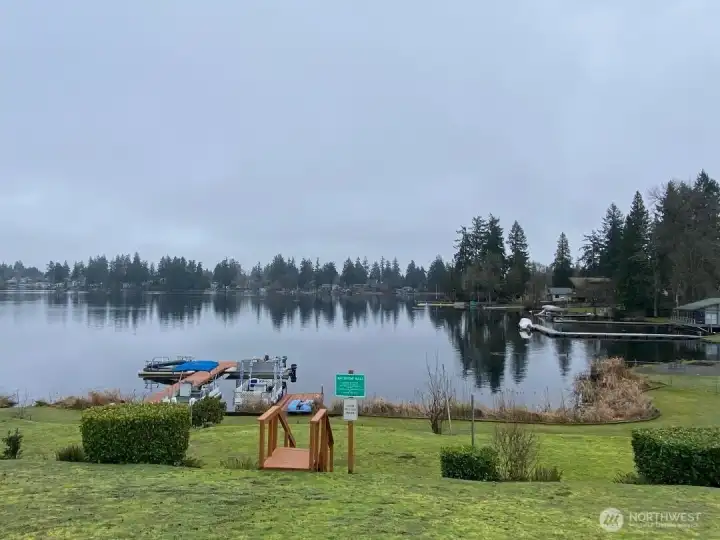 community dock, year round fishing stocked lake