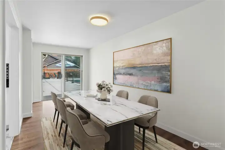 Dining room looking out to pool area, VS